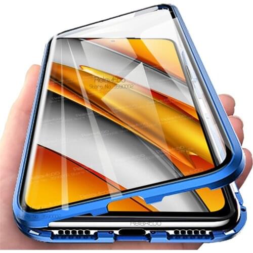 360° Magnetic Flip Case For Xiaomi Poco F3 X3 Pro Mi PocoPhone F X 3 NFC PocoF3 PocoX3 Double-Sided Glass Protective Cover Coque