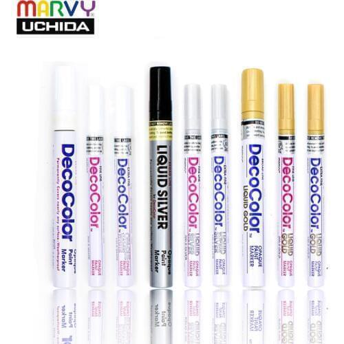 Marvy 120S & 300S Opaque Paint Marker Oily Golden/Silver/White 0.7/1.0/2.0mm Metallic Pen Marcador Caneta Stationery
