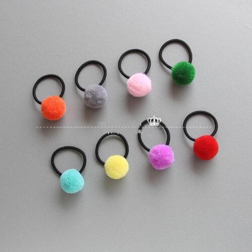 Cute Baby Hair Accessories Candy Colorful Rubber Band Gum For Hair Baby Girls Pompom Child Kids Black Elastic Hair Band TS03