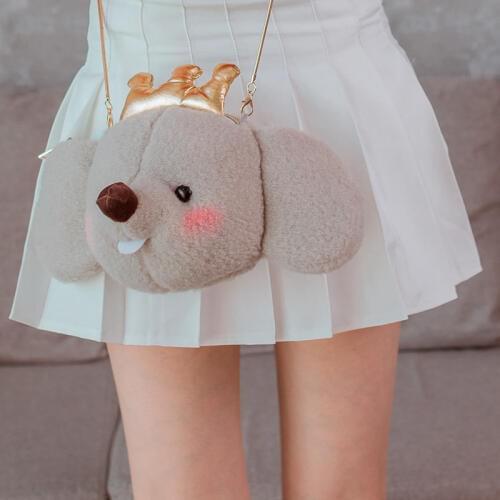 Cute Plush Crown Mouse Backpack Shoulder Crossbody Bag Kawaii Stuffed Hamster Toy Children Girls Coin Purse Gift Kids Girl Toy