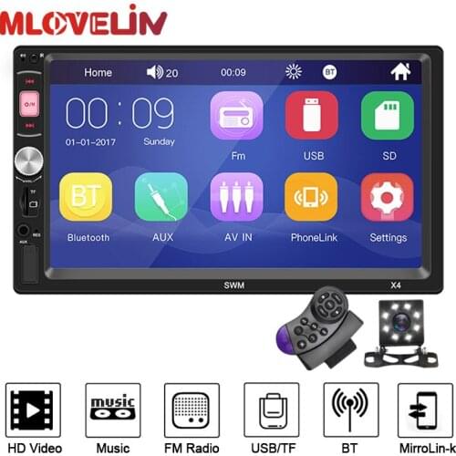 MLOVELIN 2din 7inch Touch Screen Car FM Radio MP5 Player Multimedia AUX Input Carplay Mirror Link BT Camera SWC Stereo