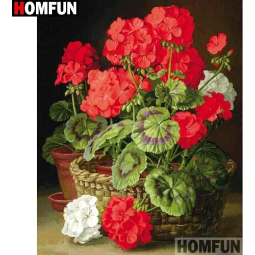 HOMFUN Diy Full Square Round Drill 5D Diamond Painting Cross Stitch Diamond Embroidery "Flower basket" Home Decor Gift A27195