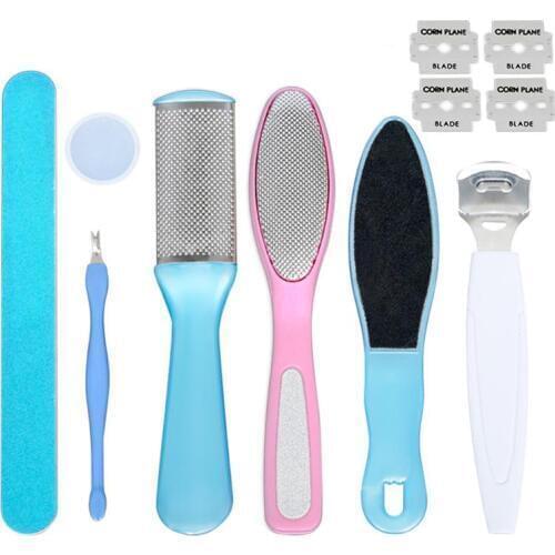 RUIMIO 8pcs Pedicure Kit Foot File Removing Hard Cracked Dead Skin Cells Callus Remover Pedicure Paddle Set Color Random