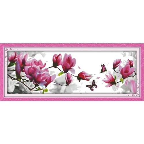Magnolia flower cross stitch kit flower 18ct 14ct 11ct count printed canvas stitching embroidery DIY handmade needlework