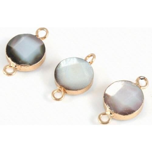 Natural Shell Connectors Natural Round Pearl Shell Connector Fashion Jewelry DIY Bracelet Necklace Charm Jewelry Making 10*18mm