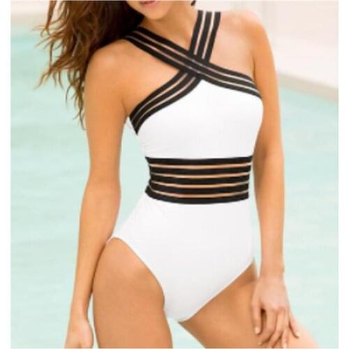 2021 Newest Women Swimsuits Sexy One Piece Swimwear For Women Beach High Neck Bandage Cross Back Female Brazilian Swimming Suit