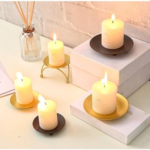 Iron Plate Candle Holder Gold Black Decorative Iron Pillar Candlestick For LED&Wax Candles Wedding Party Festival