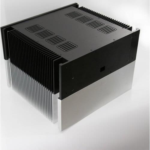 KYYSLB 4315A All Aluminum Amplifier Chassis Box House DIY Enclosure with Cooling Holes Feet Power Base Amplifier Case Shell