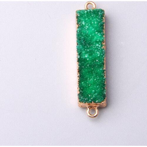 Rectangle 2 large hole pendant necklace green natural quartz agates druzy charm prndants necklace druzy diy connector jewelry