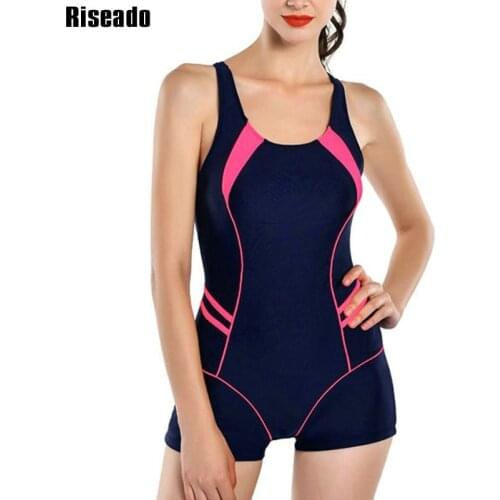 Riseado New One Piece Swimsuits 2021 Patchwork Swimwear Women Boyshorts Racer Back Bathing Suits Swimming Suit for Women
