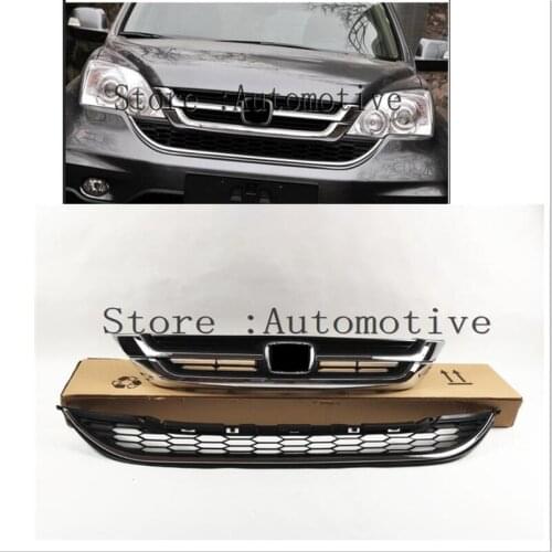 With LOGO For CR-V 2010 2011 Front Bumper Upper Grille Lower Grill For Honda CRV Black Chrome ABS Plastic Auto Car