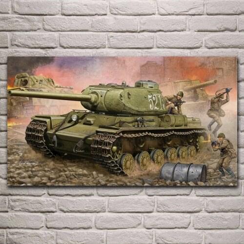 WW2 Soviet t34 85 heavy battle tank living room home decor wall art print wood frame fabric posters KH703
