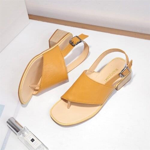 2021 Summer Women Sandals Block Chunky Low Heel Gladiator Shoes Woman Slingback Buckle Strap Flip Flops Slides Sandalia Feminina