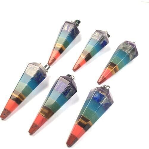 1PC Natural Triangular Cone Semi-precious Stone Pendants Charms Pendants for Jewelry Making DIY Fit Necklaces Size 15x50mm