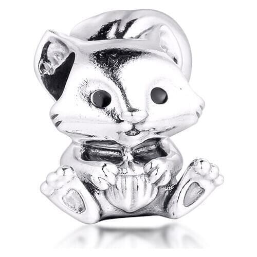 100% Real 925 Sterling Silver Cute Squirrel Animal Charms Fit Original Pandora Charm Bracelet S925 Beads Silver Jewelry Making