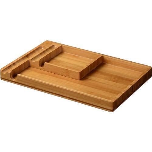 16*13 * 2.3cm Bamboo Desktop File Organizer Box Office Shelf Message Board Memo Clip Seat