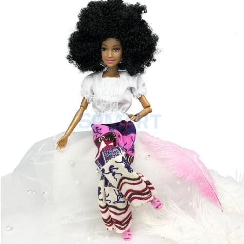 African American Dolls Girl Model Polyarticular Turnable BJD Dolls Wearing Fashionable Outfits 12 Inch