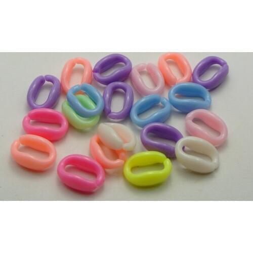 200 Mixed Pastel Color Acrylic Oval Open Ring Beads 16X11mm Connector link Chain