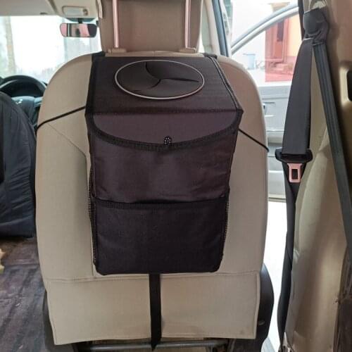 Auto Car Accessories Organizer Garbage Dump for Trash Can Cars Black Storage Pockets Waterproof Portable Car Trash Can Bin