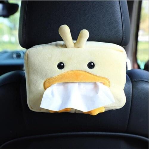 Car cartoon armrest box tissue pumping Cartoon car seat back creative plush duck car Paper Towel tissue box