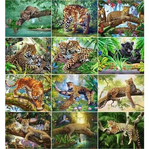AZQSD DIY Painting By Number Canvas Kits Animal Handmade Gift 40x50cm Coloring By Numbers Leopard Home Living Room Art Craft