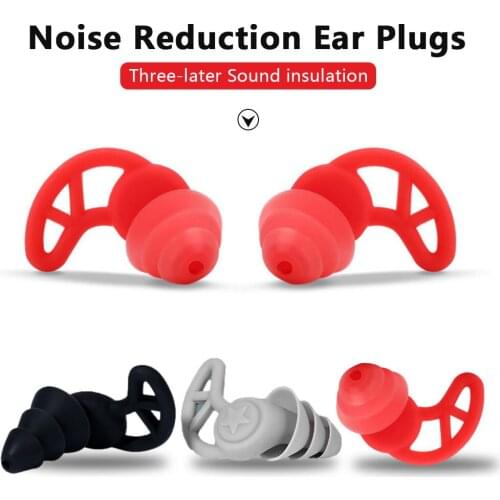 Three-layer Silicone Anti-noise Earplugs for Sleeping Snoring Concerts Airplane Travel Afflatus Noise Reduct Cancel Hear Protect
