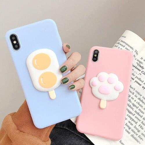 Cute 3D Ice Cream Egg Case for Xiaomi Redmi 10X 9A 9C 8A 7A 6A 5A 4A 4X 3S Y1 Y2 Y3 S2 Go Candy Cat Paw Matte Soft TPU Cover