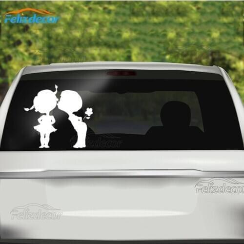 Black/Silver Interesting Kiss Couple Romantic Car Sticker Vinyl Lovely Motorcycle SUVs Bumper Car Window Laptop Decor Decal C844