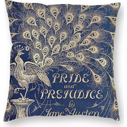 Pride And Prejudice Peacock Feather Throw Pillow Case Decoration Square Jane Austen Cushion Cover Pillowcover for Living Room
