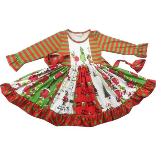 Baby merry christmas girl lovely fall winter twirl dress popular smock straps dresses