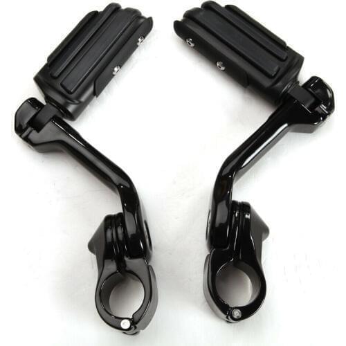 1.25" Long Angled Adjustable Black Motorcycle Highway Foot Pegs Footrest Kit Fits for Harley Touring Road King Street Glide