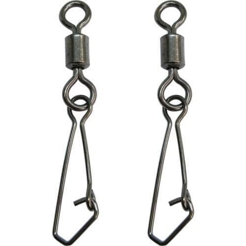 F2021 1000pcs Fishing Swivels Stainless Steel Rolling Swivel With Hooked Snap Fishing Hook Connector Fishhooks fishing swivels