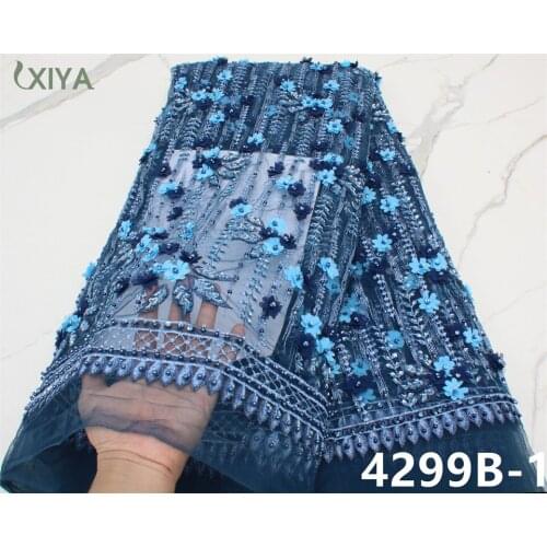 Hot Sale African French Tulle Lace Fabric Handmade Beads Lace Fabric for Wedding Party Nigerian Mesh Lace Fabric APW4299B