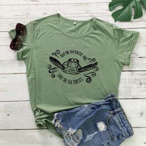 Keep The Sea Plastic Free Save The Sea Turtles T-shirt Funny Women Save The Ocean Tshirt Unisex Environmental Activist Tees Tops
