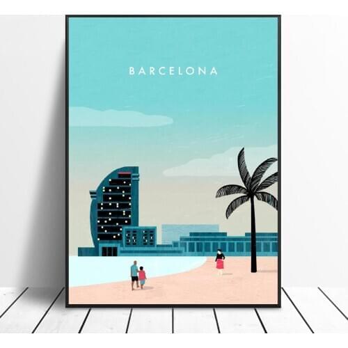 Barcelona Canvas Travel Poster Prints Home Wall Art Decor Painting