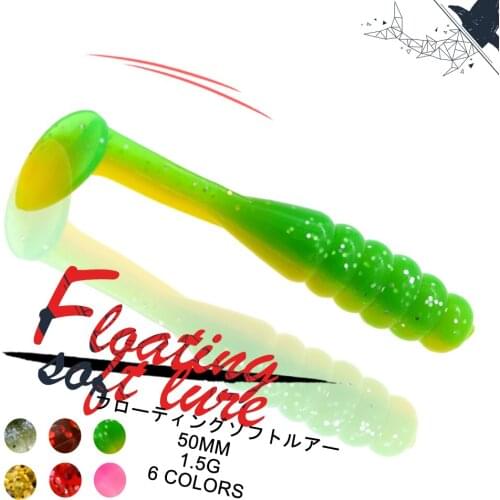 15PCS/Lot Quality Lures Two-Color Bionic Maggot Lure Soft Bait 50MM/1.5G Simulation Thread T Tail Fishing Lure Atificial Baits