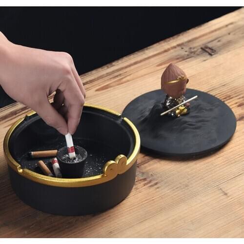 Creative Personality Fashion Windproof Ceramic Ashtray Large Living Room Home European Style Wukong Ashtray