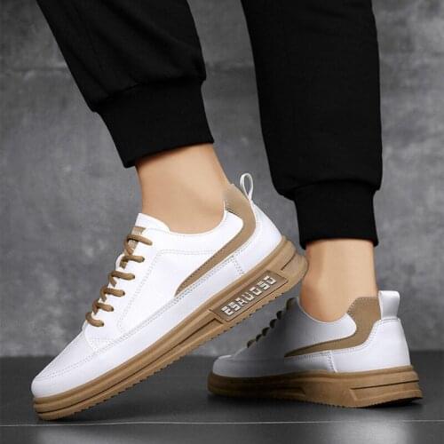 Sneakers Mens Shoes 2021 Summer Real Leather Sneakers Men White Breathable All-matcch Casual Shoes Male