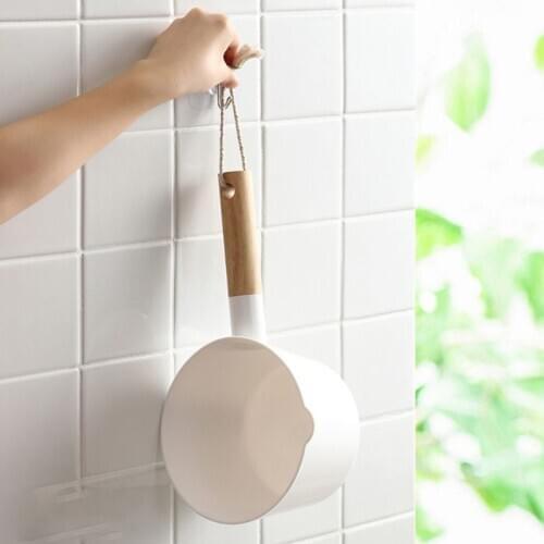 Kitchen Wooden Long Handle Water Ladle Bathroom White Scoop Japanese Style Home