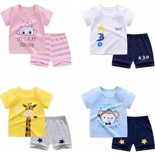 Summer Infant Newborn Baby Boy Clothes Children Clothing Set Girls Kids T-shirt Shorts 2pcs Outfits Cotton Casual Clothes
