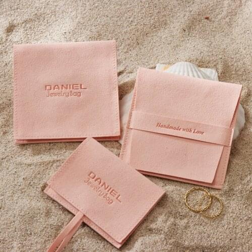 20pcs 500pcs Personalized Logo Microfiber Chic Small Envelope Jewelry Pouches Bag Necklace Earrings Ring Packaging Pouches Bags