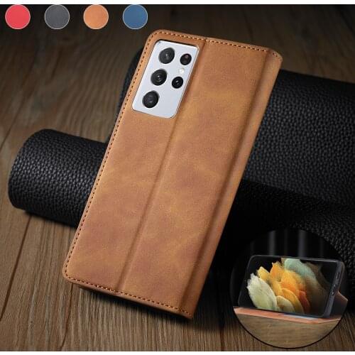Fashion Wallet Magnetic Case For Samsung Galaxy S30 S21 S20 Ultra FE S10 E Lite S9 S8 S7 Edge Plus Solid Color Card Slot Cases