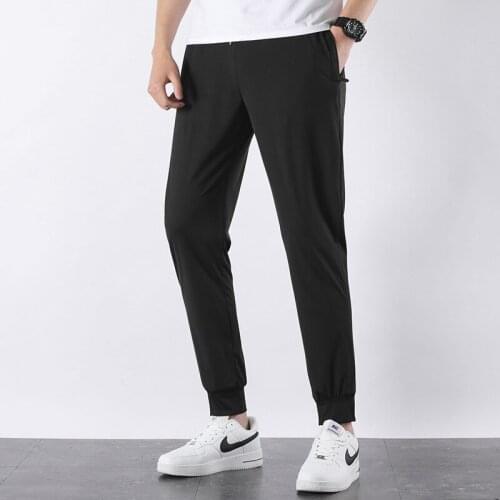 Mens Clothing High Quality Fashion Ice Silk Pants Mens Summer Thin Stretch Air-conditioning Pants Mens Casual Pants Large Size