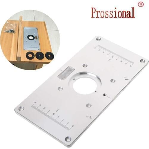 New Router Table Plate 700C Aluminum Router Table Insert Plate + 4 Rings Screws for Woodworking Benches, 235mm x 120mm x 8mm