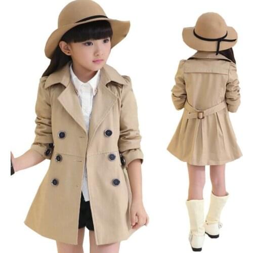 Autumn Outerwear Girls Trench Coats Double Breasted Coat Girls Clothing Tops Kids Windbreaker 4-12 Kids Girls Jackets Clothes