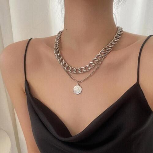 Tocona Bohemian Silver Color Puck Chain Pendant Necklace for Women Charming Coin Geoemtric Party Jewelry Drop Shipping 14966