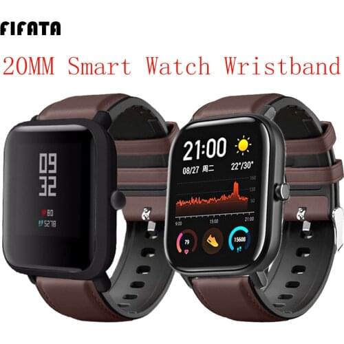 FIFATA For Garmin Venu/Vivoactive 3 HR/245 Smart Watch Band Strap For Huami Amazfit Bip/GTS 20MM Leather Replacement Wristband