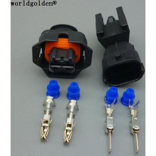 Worldgolden 2 Pin/Way 3.5mm male Female Diesel Common Rail Injector Plug Socket Electric Connector With Wire Pigtail