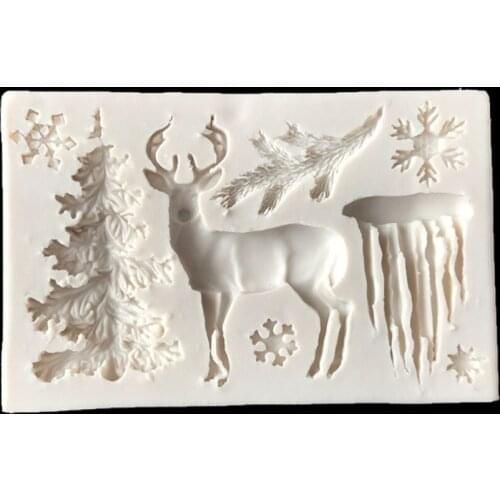 Christmas Elk Snowflake Shape Silicone Mold Diy Fondant Cookie Chocolate Gumpaste Cake Mould Baking Cupcake Tools Jello Mold
