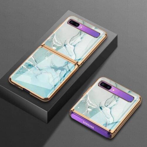 For Samsung Z flip mobile phone case folding 5g sm-f7000 protective cover f7070 electroplated glass f700n personality